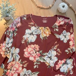 Van Heusen burgundy floral blouse XXL